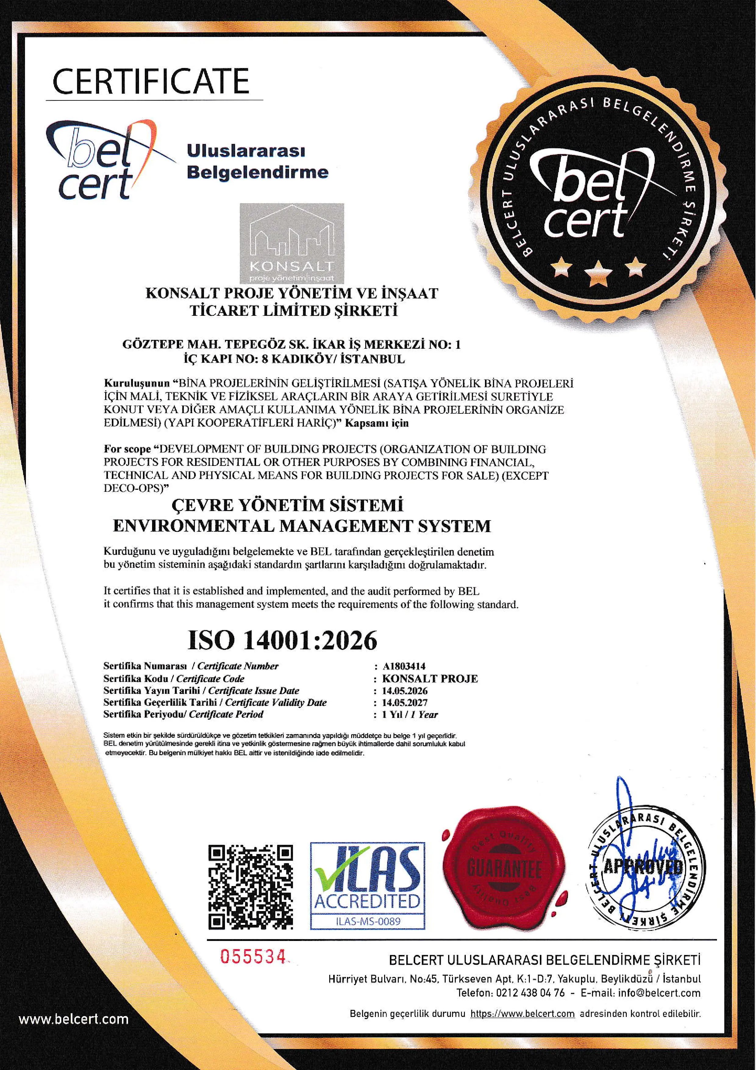 ISO 14001:2026 Certificate