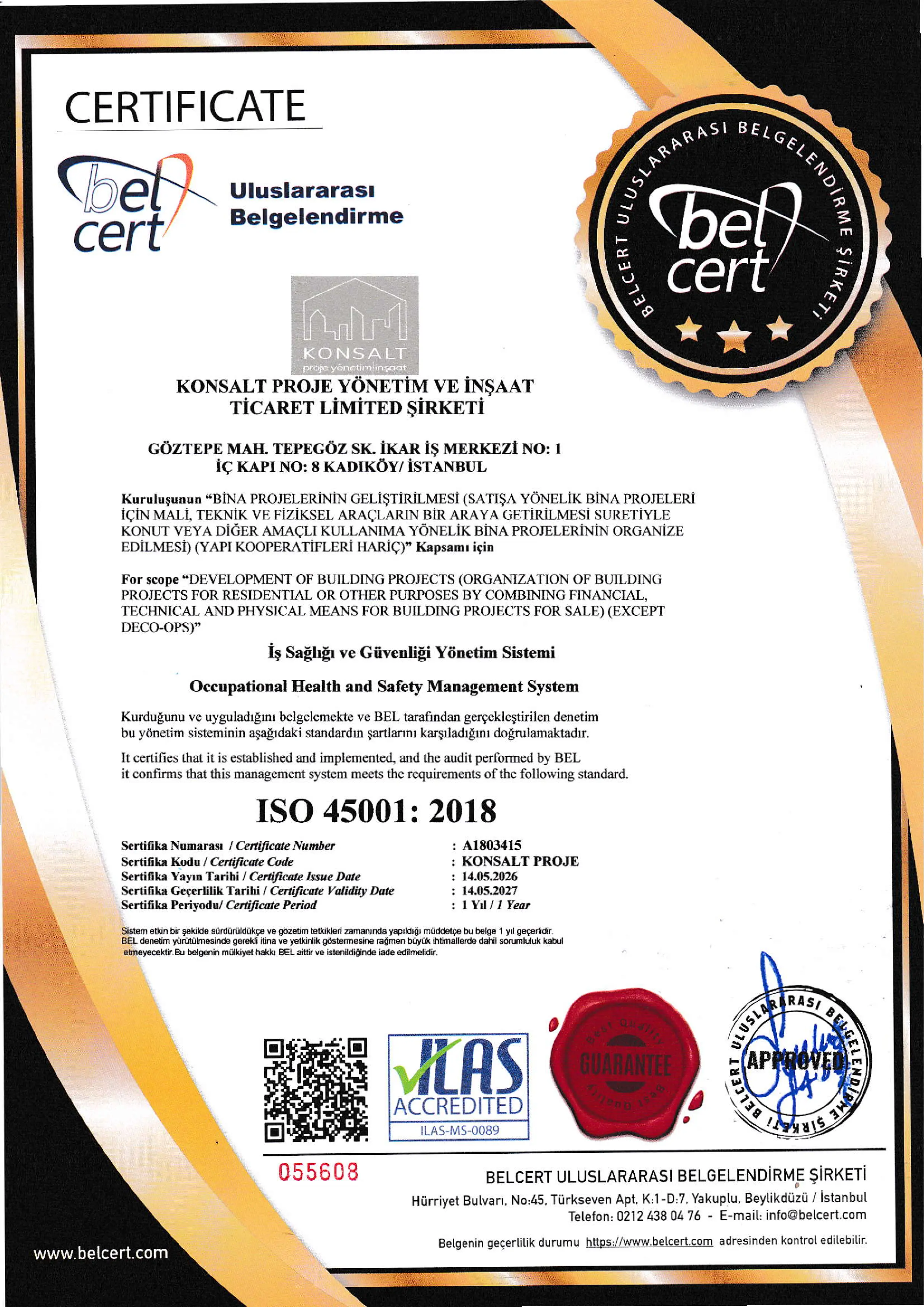 ISO 45001:2018 Certificate